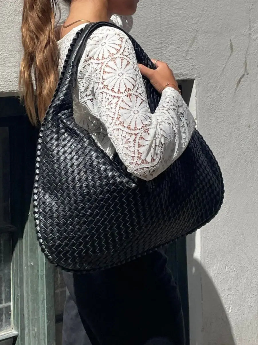 Geflochtene Leder-Hobo-Bag mit Reißverschluss Zorenza