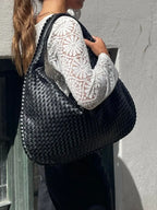 Geflochtene Leder-Hobo-Bag mit Reißverschluss Zorenza