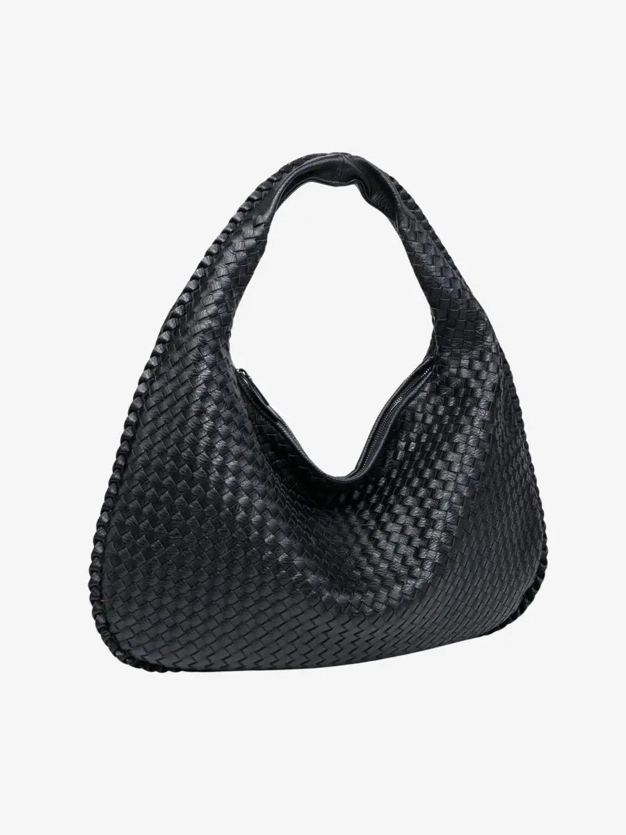 Geflochtene Leder-Hobo-Bag mit Reißverschluss Zorenza