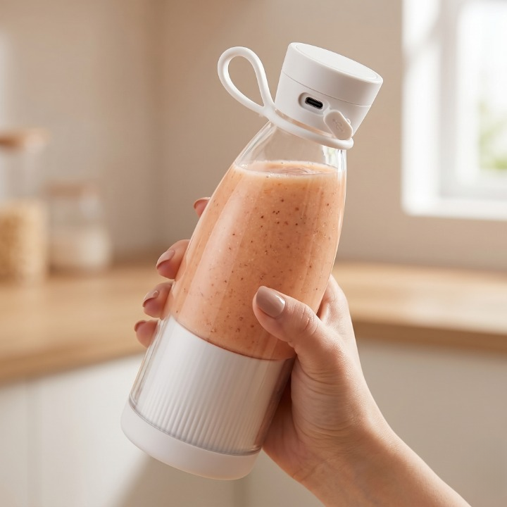 Kabelloser Smoothie-Mixer to go – USB-Akku, 6 Edelstahl-Klingen, BPA-frei -    Zorenza