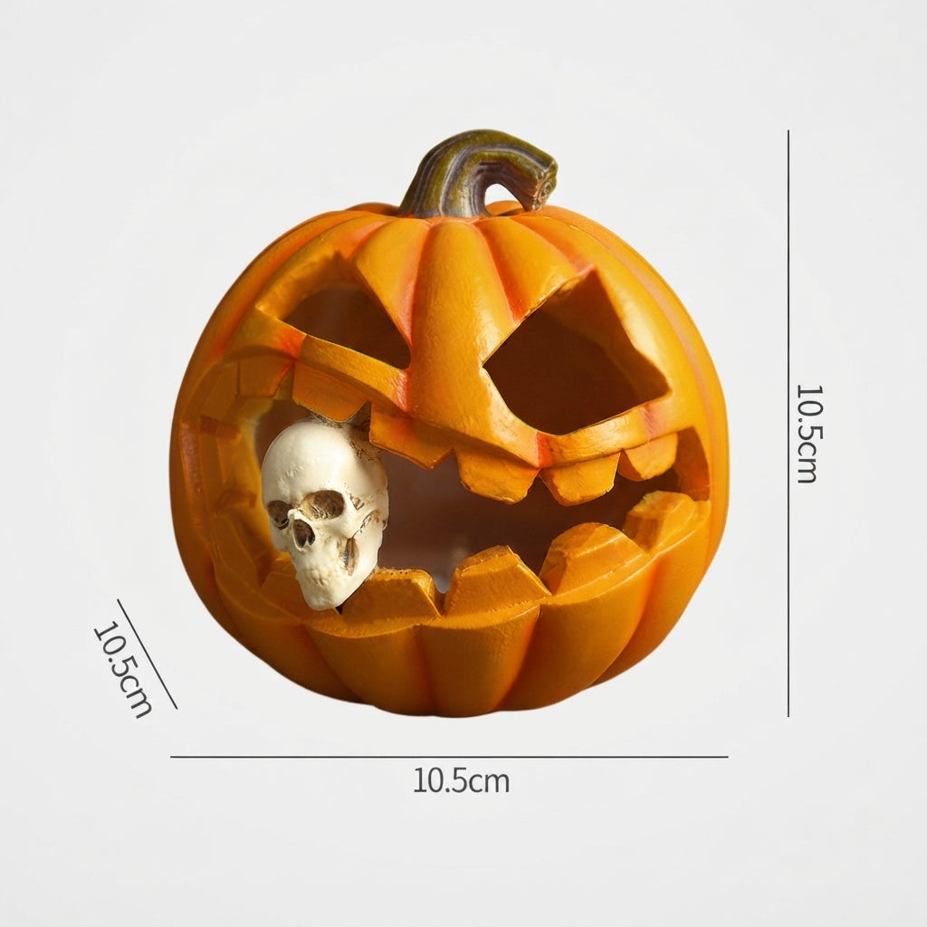 Halloween Kürbis Deko mit Totenschädel aus Harz -    Zorenza