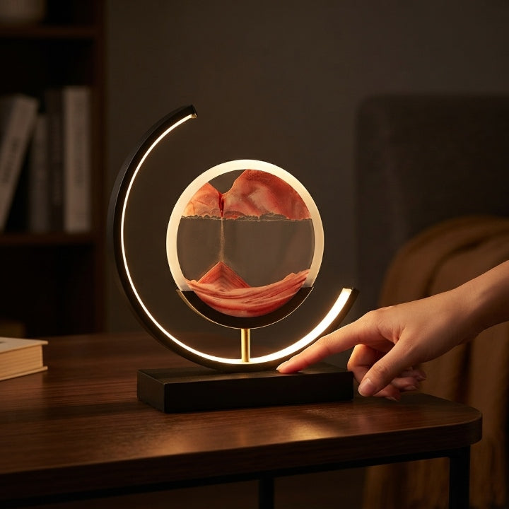 Sandbild-Lampe mit LED-Ring, Touch- & Fernbedienung, 18 × 27 cm -    Zorenza