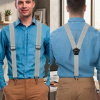 Hosenträger Herren mit Hakenclips – X-Back und Y-Form verstellbar -    Zorenza