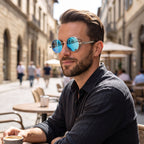 Runde Steampunk-Sonnenbrille mit Seitenschutz -    Zorenza