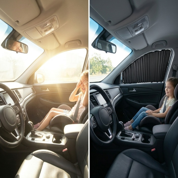 Magnetischer Auto Sonnenschutz 4er-Set — 99% UV-Schutz, Seitenfenster, 3 Farben -    Zorenza