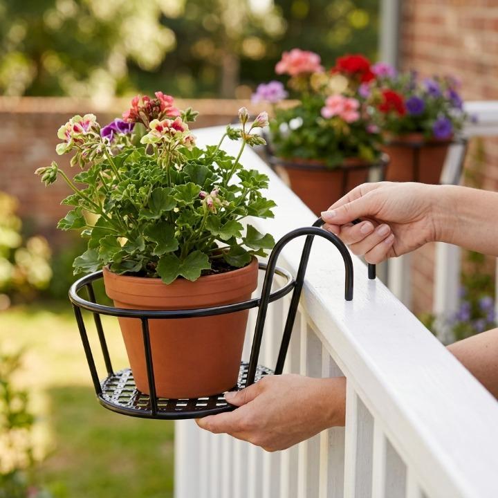 Balkon-Topfhalter mit Haken – 3er-Set | Ø 22 cm | Schwarz