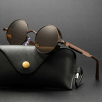 Sonnenbrille Steampunk Retro rund polarisiert UV400 Metallrahmen -    Zorenza