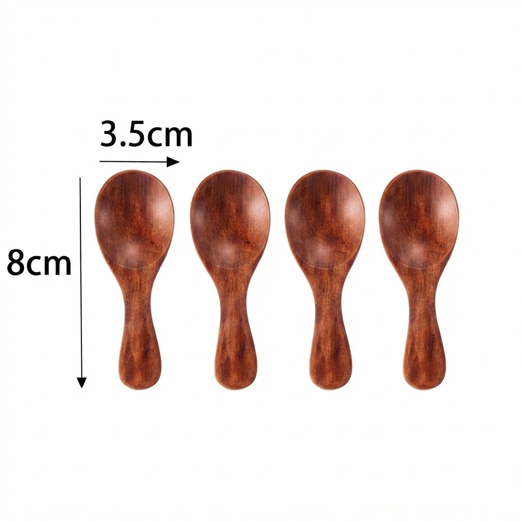 Mini Holzlöffel Naturholz kurzer Griff -    Zorenza