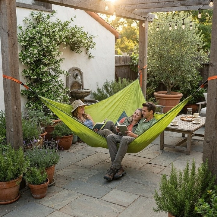 Triangle Hammock Nylon 3-Point System – Weatherproof for Multiple People 280-400 cm for Garden, Camping, and Outdoor Adventures – Zorenza