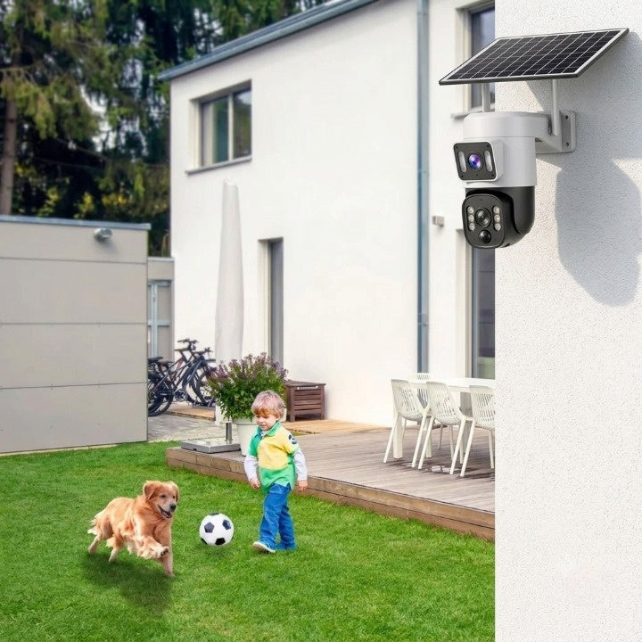 Solarkamera 360° mit 4K Auflösung – Nachtsicht, 10x Zoom, App-Steuerung -    Zorenza