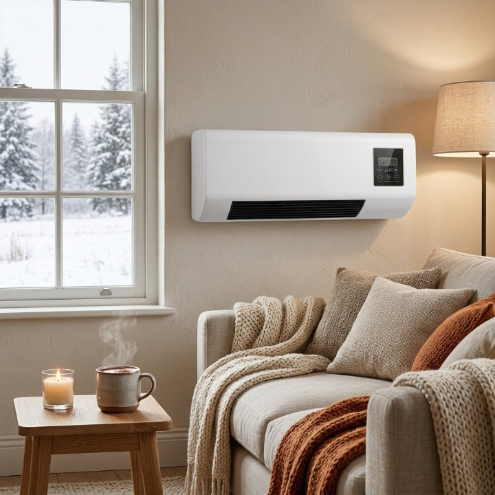 Wandheizung mit Digitalanzeige und Umluftfunktion – 1800 W, Weiß -    Zorenza