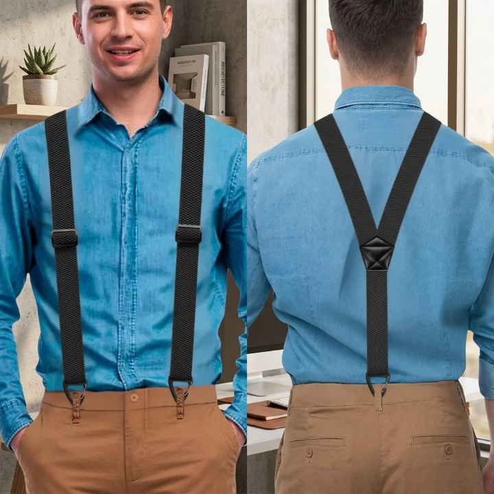 Hosenträger Herren mit Hakenclips – X-Back und Y-Form verstellbar -    Zorenza