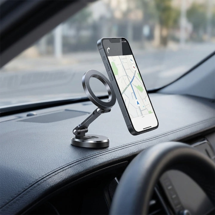 Magnetische Handyhalterung Auto, 360° drehbar – klappbar, mit Klebe-Halterung fürs Armaturenbrett -    Zorenza