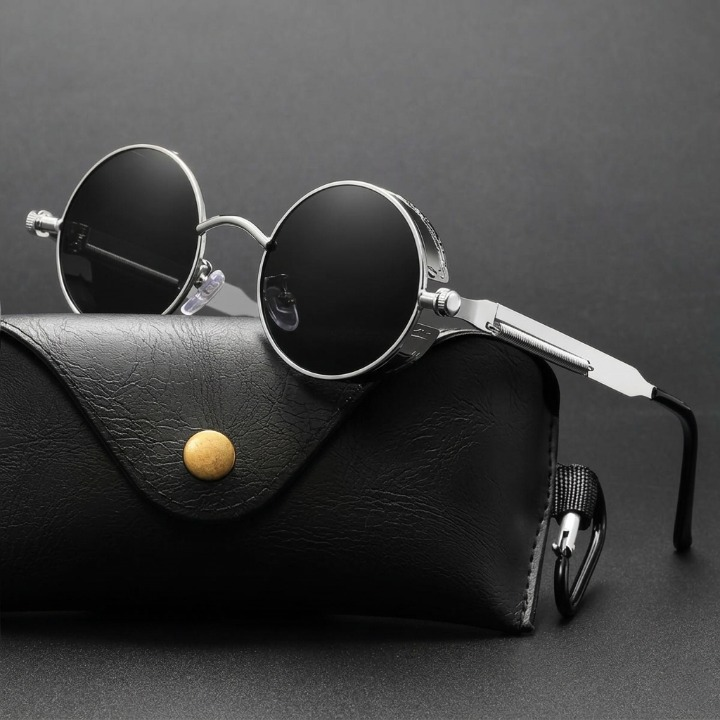 Sonnenbrille Steampunk Retro rund polarisiert UV400 Metallrahmen -    Zorenza