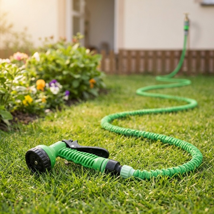 3-fach dehnbarer Gartenschlauch 7,5–60 m mit 7-Funktions-Sprühpistole -    Zorenza
