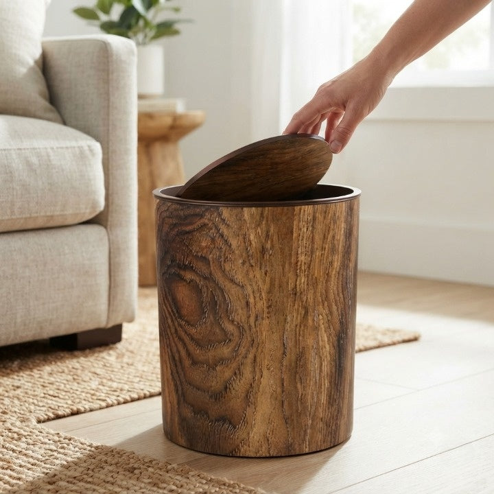 Mülleimer mit Schwingdeckel – Holzoptik für jeden Raum -    Zorenza