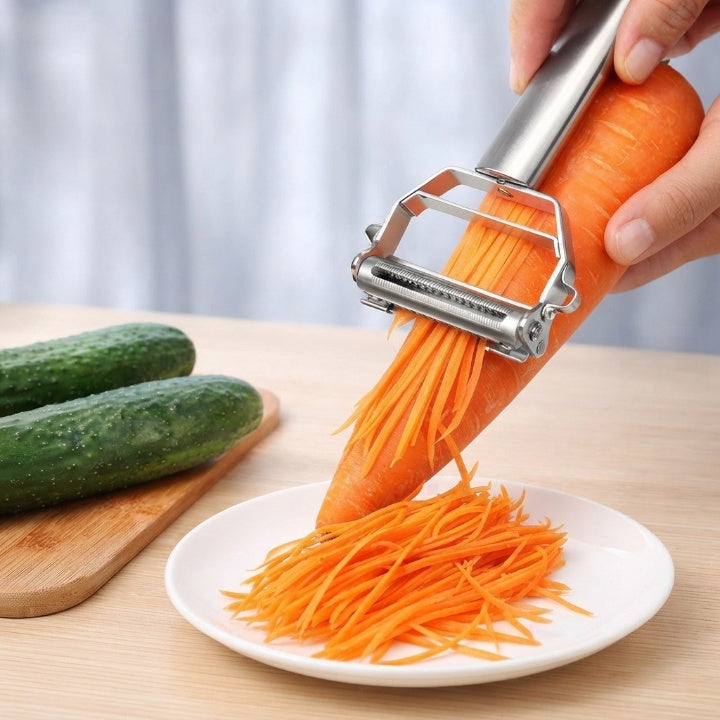 Edelstahl Gemüseschäler mit Julienne-Klinge – 2-in-1 Funktion -    Zorenza