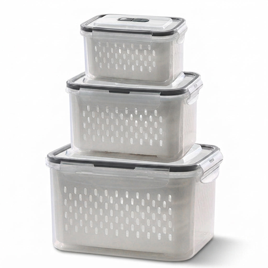 Frischhaltebox 2-in-1 mit Abtropfsieb Set -    Zorenza