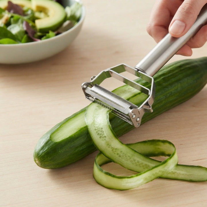 Edelstahl Gemüseschäler mit Julienne-Klinge – 2-in-1 Funktion -    Zorenza