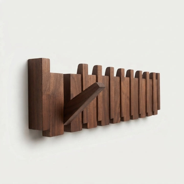 Wandgarderobe Massivholz, Klaviertasten-Design, 3 Farbtöne, 4/6/8 Haken -    Zorenza