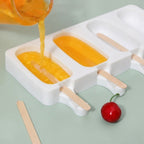 Eisform Silikon mit Holzstäbchen – 4 Kavitäten, lebensmittelecht -    Zorenza