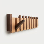 Wandgarderobe Massivholz, Klaviertasten-Design, 3 Farbtöne, 4/6/8 Haken -    Zorenza