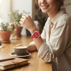 Damenuhr mit römischen Ziffern und Lederarmband, 42 mm, Datumsanzeige -    Zorenza