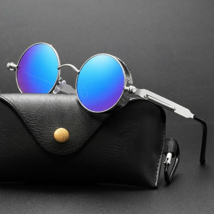 Sonnenbrille Steampunk Retro rund polarisiert UV400 Metallrahmen -    Zorenza