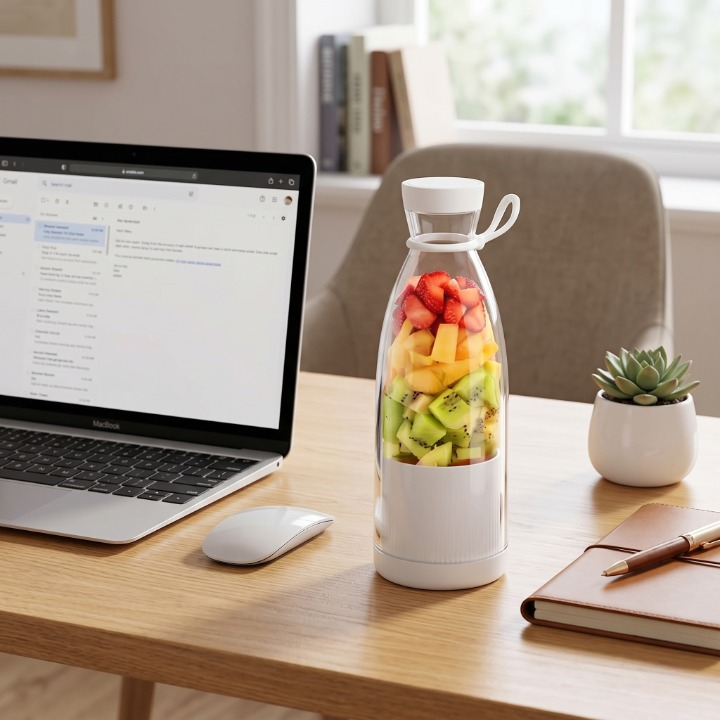Kabelloser Smoothie-Mixer to go – USB-Akku, 6 Edelstahl-Klingen, BPA-frei -    Zorenza