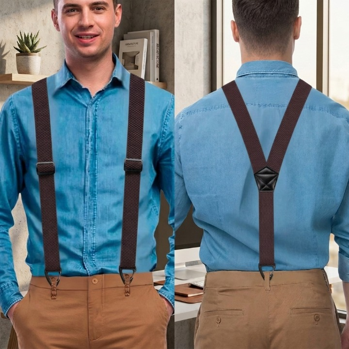 Hosenträger Herren mit Hakenclips – X-Back und Y-Form verstellbar -    Zorenza