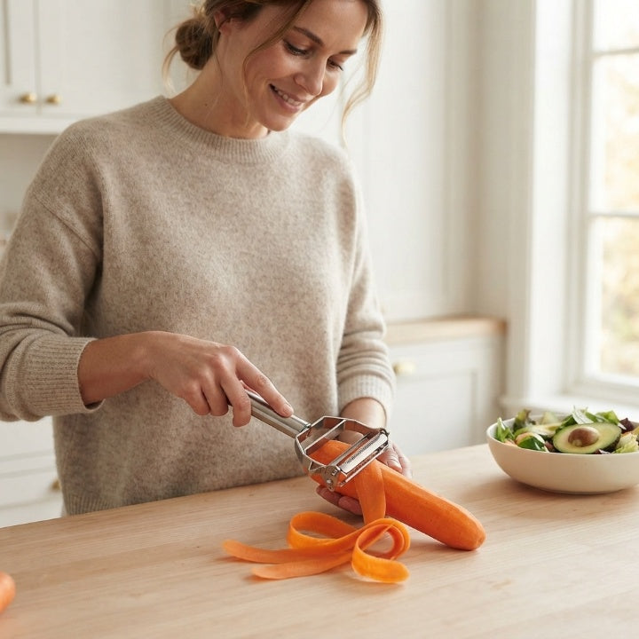 Edelstahl Gemüseschäler mit Julienne-Klinge – 2-in-1 Funktion -    Zorenza