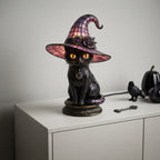 Tischlampe Hexenkatze Buntglas-Look 25 cm -    Zorenza