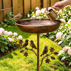 Gartenvogeltränke am Metallspieß – Vintage Kupfer-Optik -    Zorenza