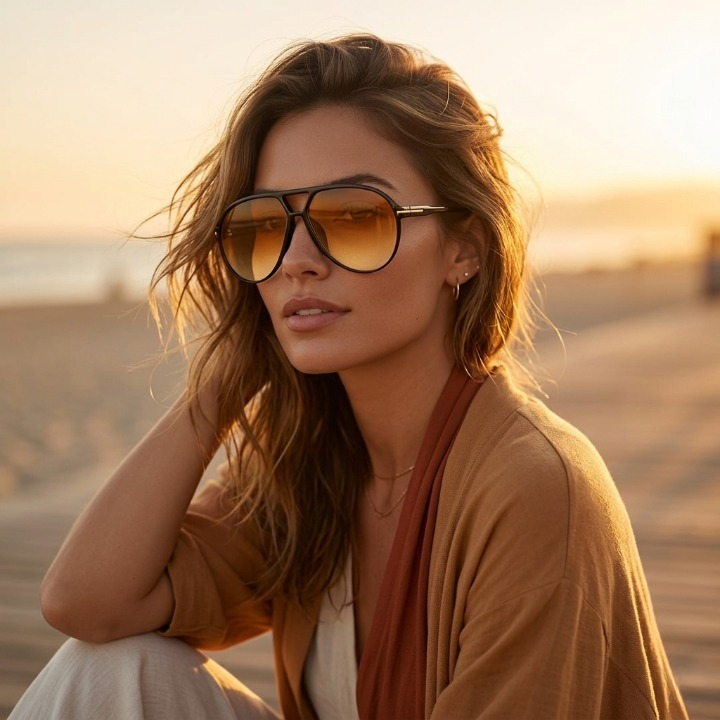 Aviator Oversize Sonnenbrille — Retro Design, UV400, 70er Vintage-Stil -    Zorenza