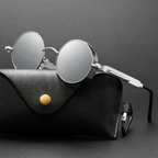 Sonnenbrille Steampunk Retro rund polarisiert UV400 Metallrahmen -    Zorenza
