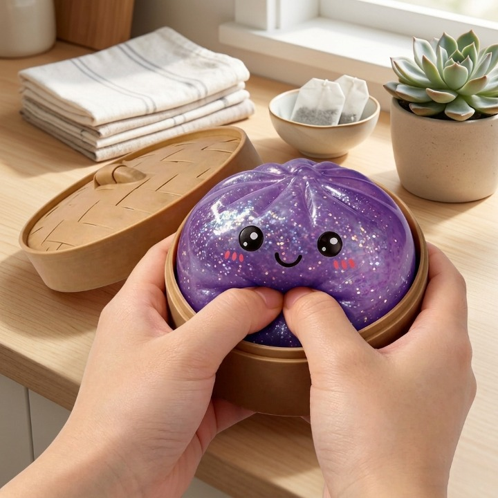 Anti-Stress-Ball Dumpling mit Glitzer — Ultraweich, Kawaii Design, 4 Farben -    Zorenza