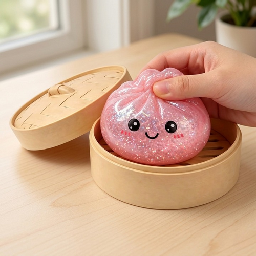 Anti-Stress-Ball Dumpling mit Glitzer — Ultraweich, Kawaii Design, 4 Farben -    Zorenza