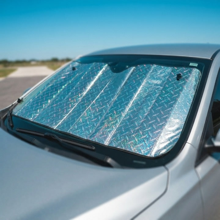 Auto-Sonnenschutz Aluminium reflektierend 130-140 cm – UV-Schutz wetterfest für Windschutzscheibe PKW SUV Kleinwagen – Zorenza