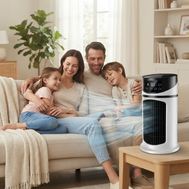 Verdunstungskühler mit Ventilator 300 ml – 6 Stufen, USB, Luftbefeuchtung für Schlafzimmer und Büro – Zorenza