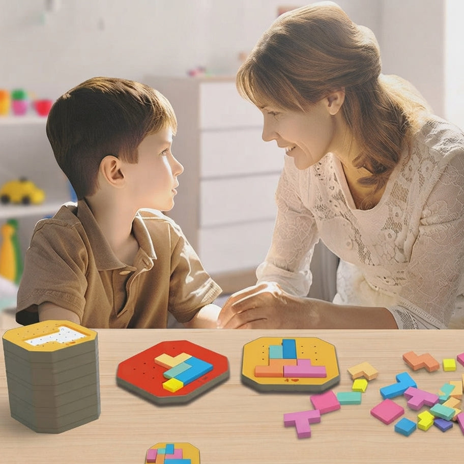 Holzpuzzle Logikspiel mit 108 Bausteinen für Kinder -    Zorenza