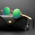Sonnenbrille Steampunk Retro rund polarisiert UV400 Metallrahmen -    Zorenza