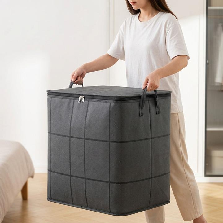 Aufbewahrungstasche Bettwaren Medium Large XL Faltbar Doppel-Reißverschluss Dunkelgrau – Zorenza