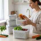 Frischhaltebox 2-in-1 mit Abtropfsieb Set -    Zorenza