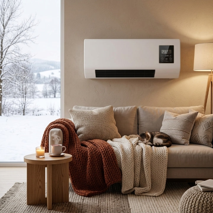 Wandheizung mit Digitalanzeige und Umluftfunktion – 1800 W, Weiß -    Zorenza