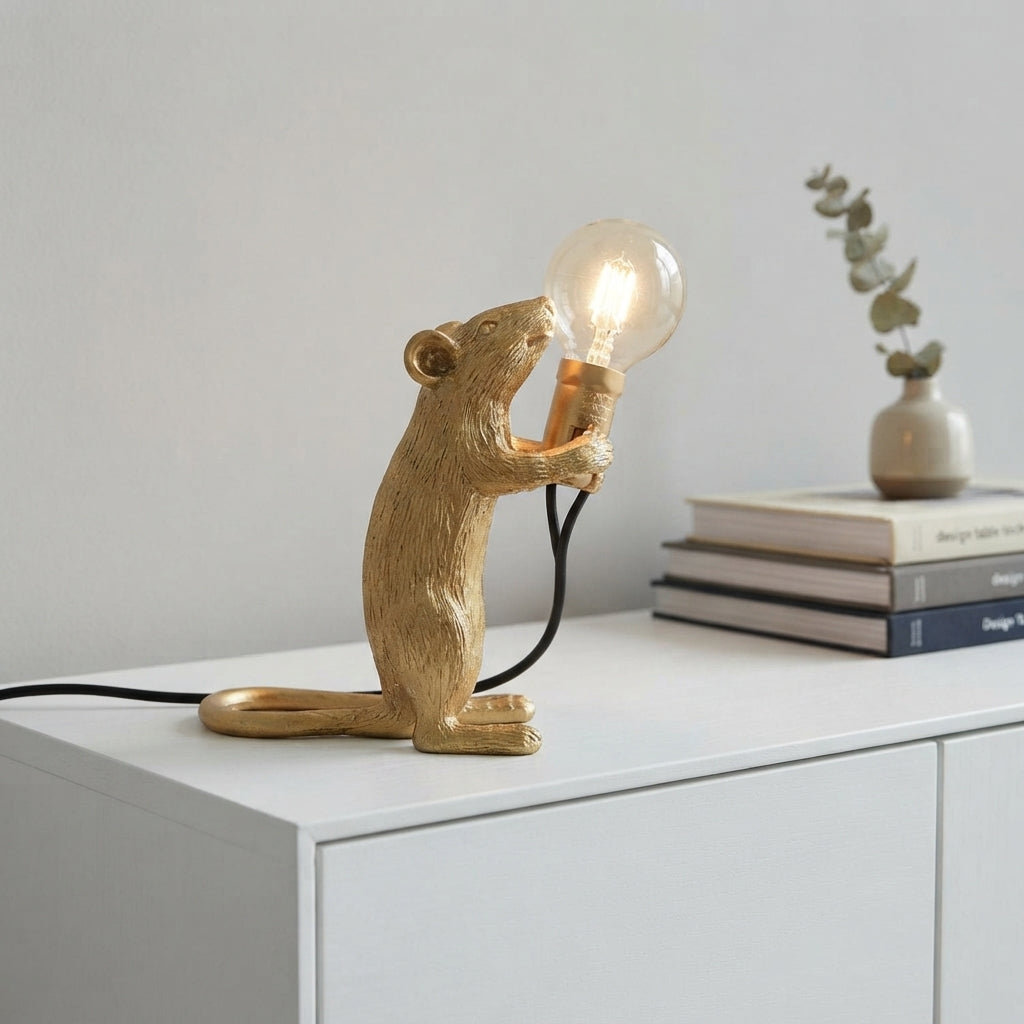 Maus-Tischlampe mit Glühbirne aus Kunstharz -    Zorenza
