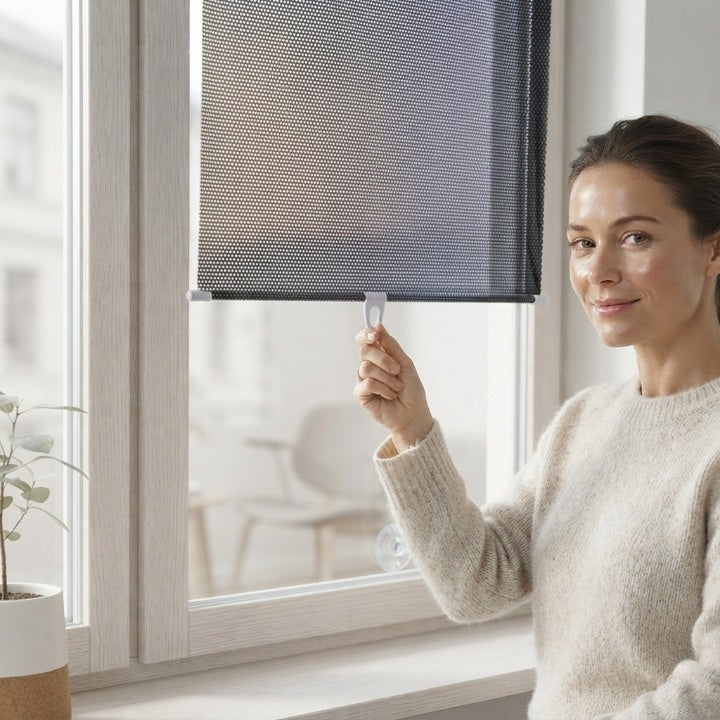 Fensterrollo mit UV-Schutz – selbsthaftend, ohne Bohren -    Zorenza