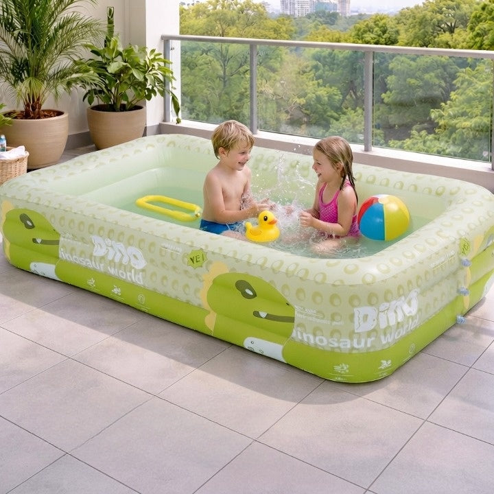 Kinderpool mit Dino-Sprüher & Sonnendach — Aufblasbar, 170 oder 210 cm -    Zorenza