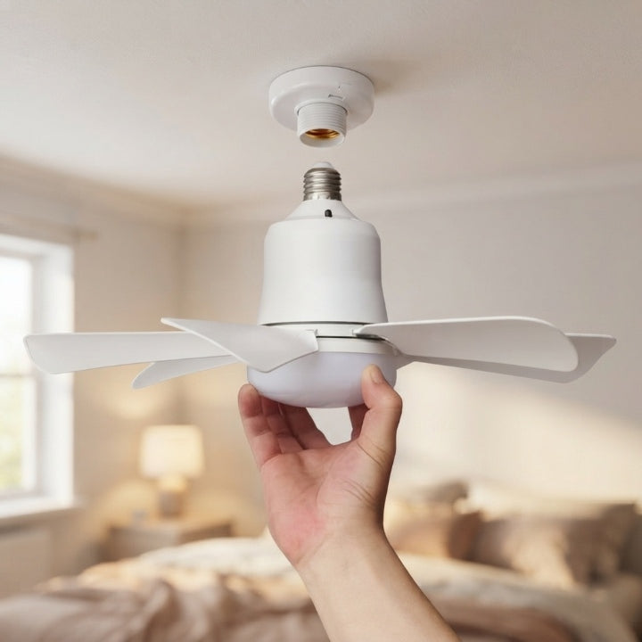 Deckenventilator mit LED-Beleuchtung und Fernbedienung, Ø 41 cm, E27-Fassung -    Zorenza