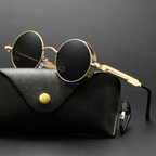 Sonnenbrille Steampunk Retro rund polarisiert UV400 Metallrahmen -    Zorenza