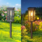 Solar-Wegeleuchten im Laternen-Design 2er-Set – LED mit Glühfaden-Optik -    Zorenza
